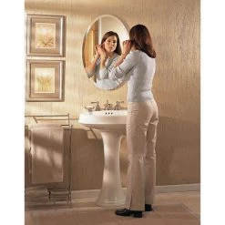 JENSEN Metro 21.25 in. W x 31.25 in. H Medium Oval White Steel Recessed Medicine Cabinet with Beveled Mirror -Makeup Mirrors Sales Store white jensen medicine cabinets with mirrors 52wh184pvx 31 1000