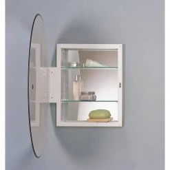 JENSEN Metro 21.25 in. W x 31.25 in. H Medium Oval White Steel Recessed Medicine Cabinet with Beveled Mirror -Makeup Mirrors Sales Store white jensen medicine cabinets with mirrors 52wh184pvx c3 1000