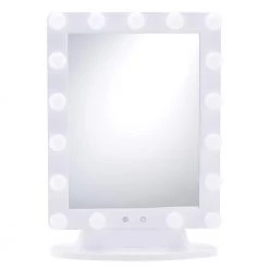 GloTech 15.75 in. x 22 in. Lighted Tabletop Makeup Mirror in White