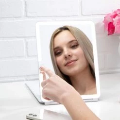 GloTech 7.7 in. x 11.5 in. x 1.2 in. Slim Pad LED Freestanding Bathroom Makeup Mirror in White 7 GloTech 7.7 in. x 11.5 in. x 1.2 in. Slim Pad LED Freestanding Bathroom Makeup Mirror in White -Makeup Mirrors Sales Store white makeup mirrors 39091 31 1000