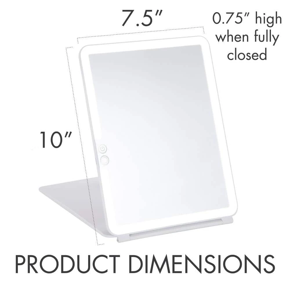 GloTech 7.7 in. x 11.5 in. x 1.2 in. Slim Pad LED Freestanding Bathroom Makeup Mirror in White 4 GloTech 7.7 in. x 11.5 in. x 1.2 in. Slim Pad LED Freestanding Bathroom Makeup Mirror in White - Image 2