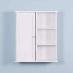 Unbranded 23.62 in. W x 7.1 in. H D x 28 in. H Rectangular White Wooden Surface Mount Medicine Cabinet without Mirror -Makeup Mirrors Sales Store white medicine cabinets without mirrors aybszhd1782 4f 1000