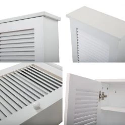 Unbranded 13.8 in. W x 21 in. H Small Rectangular White MDF Surface Mount Medicine Cabinet without Mirror with Louvered Door -Makeup Mirrors Sales Store white medicine cabinets without mirrors aybszhd1923 44 1000