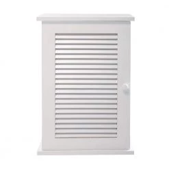 Unbranded 13.8 in. W x 21 in. H Small Rectangular White MDF Surface Mount Medicine Cabinet without Mirror with Louvered Door