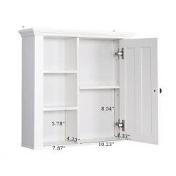 Hooseng Cripy 20.9 in. W x 19.9 in. H Framed Rectangular White Surface Mount Medicine Cabinet without Mirror -Makeup Mirrors Sales Store white medicine cabinets without mirrors kimw409356181 76 1000