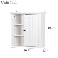Hooseng Cripy 20.9 in. W x 19.9 in. H Framed Rectangular White Surface Mount Medicine Cabinet without Mirror -Makeup Mirrors Sales Store white medicine cabinets without mirrors kimw409356181 c3 1000