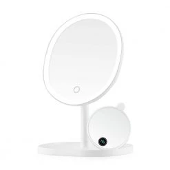 OVENTE 6 in. x 12 in. Surface-Mount Lighted Tabletop/Medicine Cabinet Makeup Mirror with 10x Mini Magnetic Mirror, White