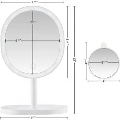 OVENTE 6 in. x 12 in. Surface-Mount Lighted Tabletop/Medicine Cabinet Makeup Mirror with 10x Mini Magnetic Mirror, White -Makeup Mirrors Sales Store white ovente makeup mirrors mot22w 76 1000