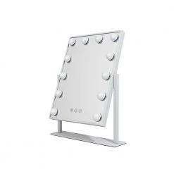 ProMounts 14 in. x 19 in. Hollywood Glam Lighted LED Touch Dimmable Tabletop Beauty Makeup Mirror in White -Makeup Mirrors Sales Store white promounts makeup mirrors opcm001 c3 1000