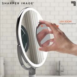 Sharper Image 10 in. x 22 in. Round LED Tabletop Bathroom Makeup Mirror with Storage -Makeup Mirrors Sales Store white sharper image makeup mirrors 1014512 a0 1000