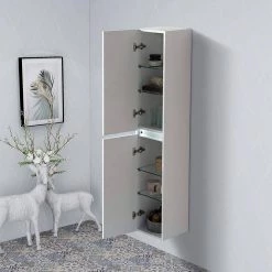 Vanity Art 12 in. x 63 in. x 12 in. Wall Hung Bathroom Medicine Cabinet in White -Makeup Mirrors Sales Store white vanity art medicine cabinets without mirrors va6011w 1f 1000