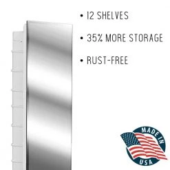 ZACA SPACECAB Media 16 in. x 36 in. x 3-1/2 in. Frameless Recessed 1-Door Medicine Cabinet with 12-Shelves and Polished Edge Mirror