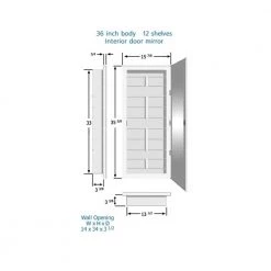 ZACA SPACECAB Media 16 in. x 36 in. x 3-1/2 in. Frameless Recessed 1-Door Medicine Cabinet with 12-Shelves and Polished Edge Mirror -Makeup Mirrors Sales Store white zaca spacecab medicine cabinets with mirrors 21 2 36 00 66 1000