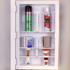 ZACA SPACECAB Vega 16 in. x 26 in. x 3-1/2 in. Frameless Recessed 1-Door Medicine Cabinet with 6-Shelves and 4 Groove Mirror -Makeup Mirrors Sales Store white zaca spacecab medicine cabinets with mirrors 24 2 26 00 40 1000