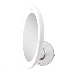 Zadro 7.75 in. L x 6.5 in. W LED Lighted Round Suction Cup Wall Mount 10X Magnification Beauty Makeup Mirror in White -Makeup Mirrors Sales Store white zadro makeup mirrors ledpsc110 44 1000