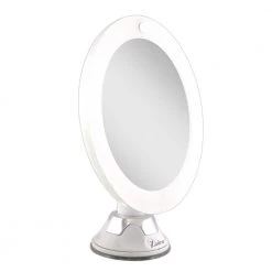 Zadro 7.75 in. L x 6.5 in. W LED Lighted Round Suction Cup Wall Mount 10X Magnification Beauty Makeup Mirror in White -Makeup Mirrors Sales Store white zadro makeup mirrors ledpsc110 fa 1000