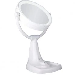 Zadro 17.5 in. L x 11 in. W Fluorescent Angle Adjustable Freestanding Bi-View 10X/1X Vanity Beauty Makeup Mirror in White -Makeup Mirrors Sales Store white zadro makeup mirrors max110 1f 1000