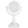 Zadro 17.5 in. L x 11 in. W Fluorescent Angle Adjustable Freestanding Bi-View 10X/1X Vanity Beauty Makeup Mirror in White -Makeup Mirrors Sales Store white zadro makeup mirrors max110 64 1000