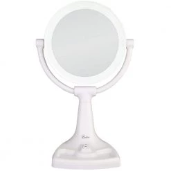 Zadro 17.5 in. L x 11 in. W Fluorescent Angle Adjustable Freestanding Bi-View 10X/1X Vanity Beauty Makeup Mirror in White