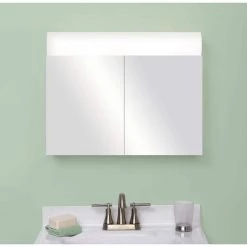 Zenith Zenna Home 23.25 in. x 18.63 in. x 5.88 in Surface-Mount Lighted Frameless Medicine Cabinet with Mirror in White -Makeup Mirrors Sales Store white zenith medicine cabinets with mirrors 705bl 4f 1000