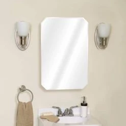 Zenith 16 in. x 24 in. Frameless Beveled Swing Door Recessed Medicine Cabinet -Makeup Mirrors Sales Store white zenith medicine cabinets with mirrors m182 4f 1000